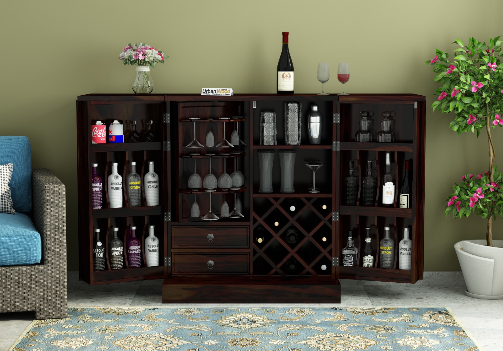 Buy Bar (Walnut Finish) Online in India UrbanWood